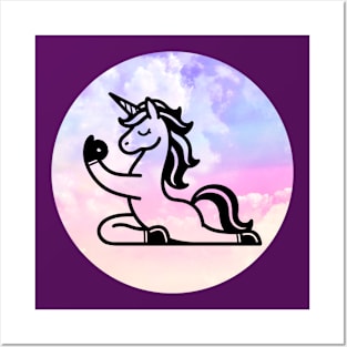 Unicorn Doing Yoga Posters and Art